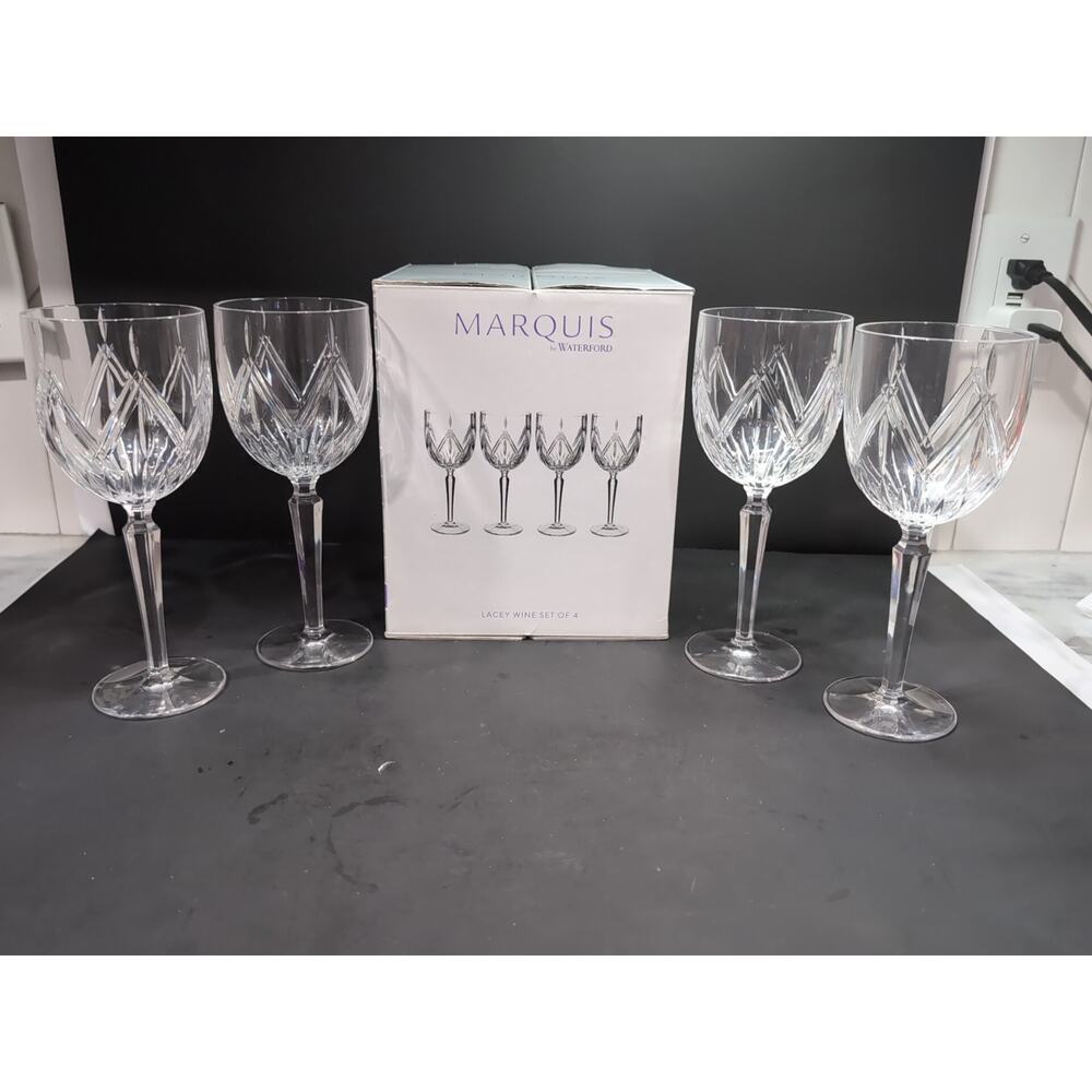 Waterford Crystal Marquis Lacey Wine Glass Set, Set of 4, Elegant Wine‎ Glasses